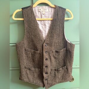J.Crew Brown Herringbone Tweed Vest